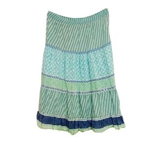 Green and Blue Patterned Women's Skirt